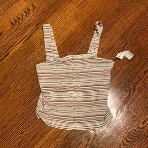 AE Striped Button Front Tank Top